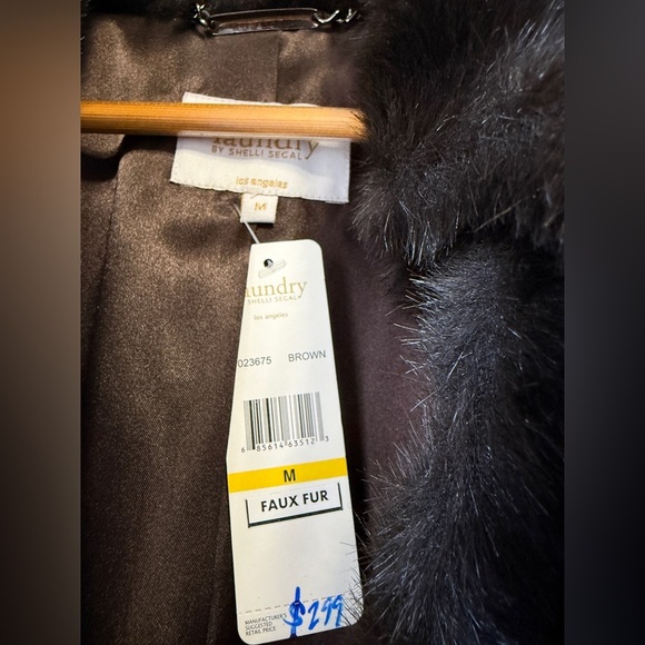 Laundry by Shelli Segal Faux Fur Brown Hooded Winter Coat Size M NWT - Picture 5 of 9